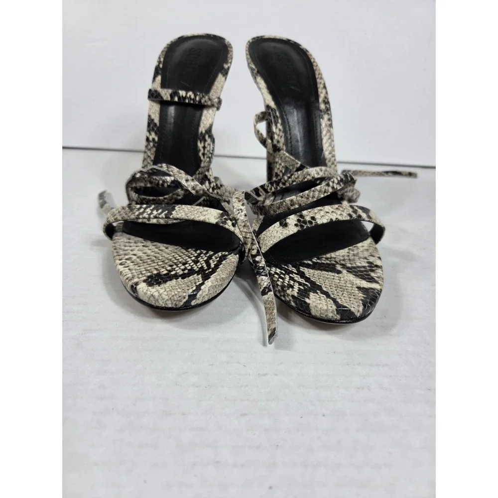 SCHUTZ WOMAN CLOE SNAKE Print LEATHER ANKLE Gladiators WRAP Heel Pump Sz 8.5